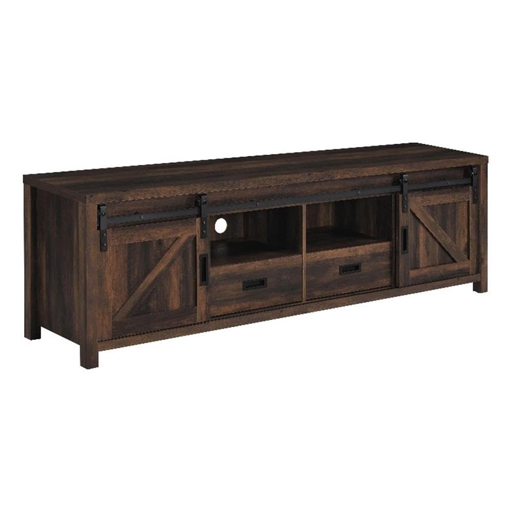 Coaster Home Furnishings Madra Rectangular TV Console with 2 Sliding Doors Dark Pine
