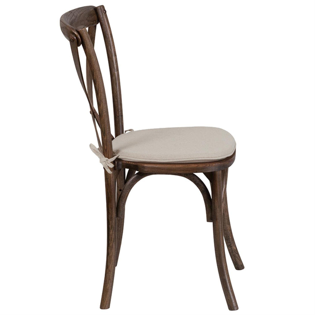 Flash Furniture Hercules Series Stackable Early American Wood Cross Back Chair With Cushion