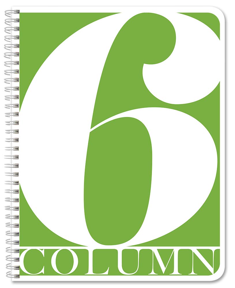 Bookfactory 6 Column Log Book/Columnar Logbook/Notebook (6 (Six) Columns Columnar Book Format) - 100 Pages, 8.5' X 11', Wire-O