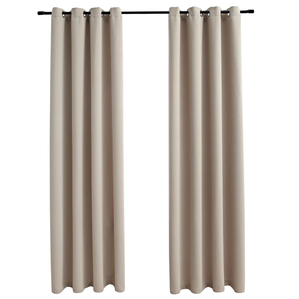 vidaXL Beige Blackout Curtains with Rings - 54&quot;x95&quot; - Made from 100% Polyester - Easy to Install and Machine Washable - Set of 2