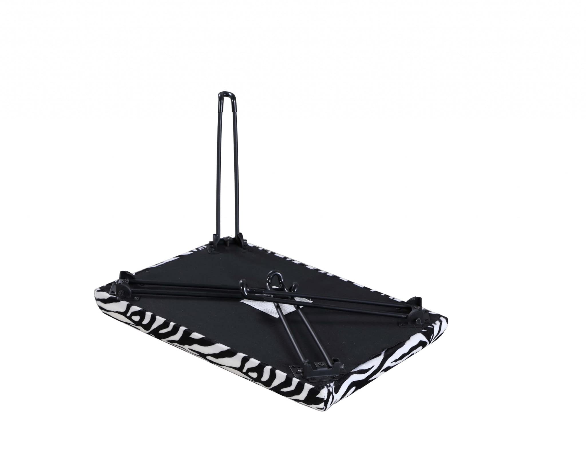 HomeRoots Polyresin 24' Faux Zebra Microfiber Folding Bench