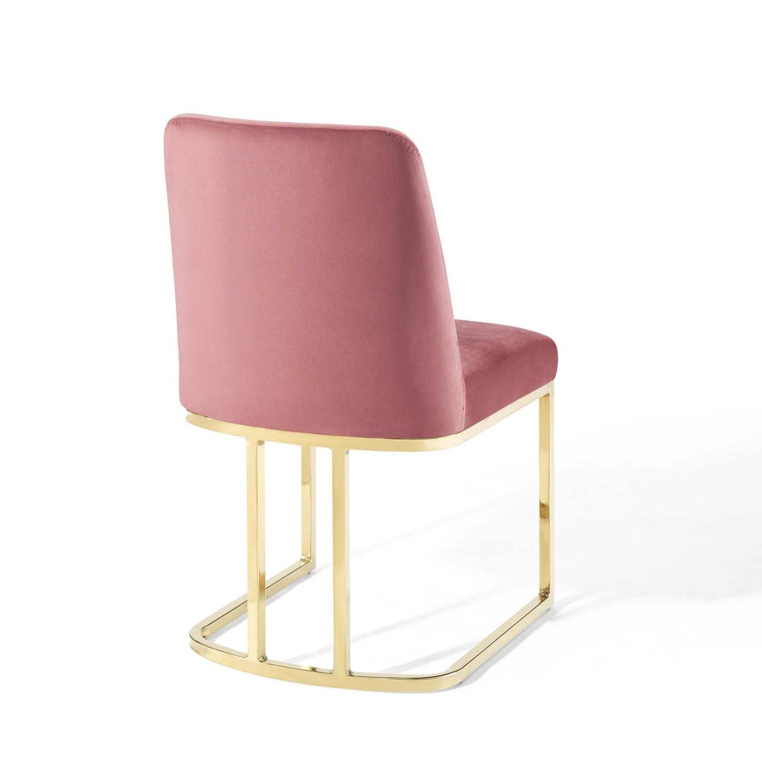 Modway Amplify Sled Base Performance Velvet Dining Side Chair, Gold Dusty Rose