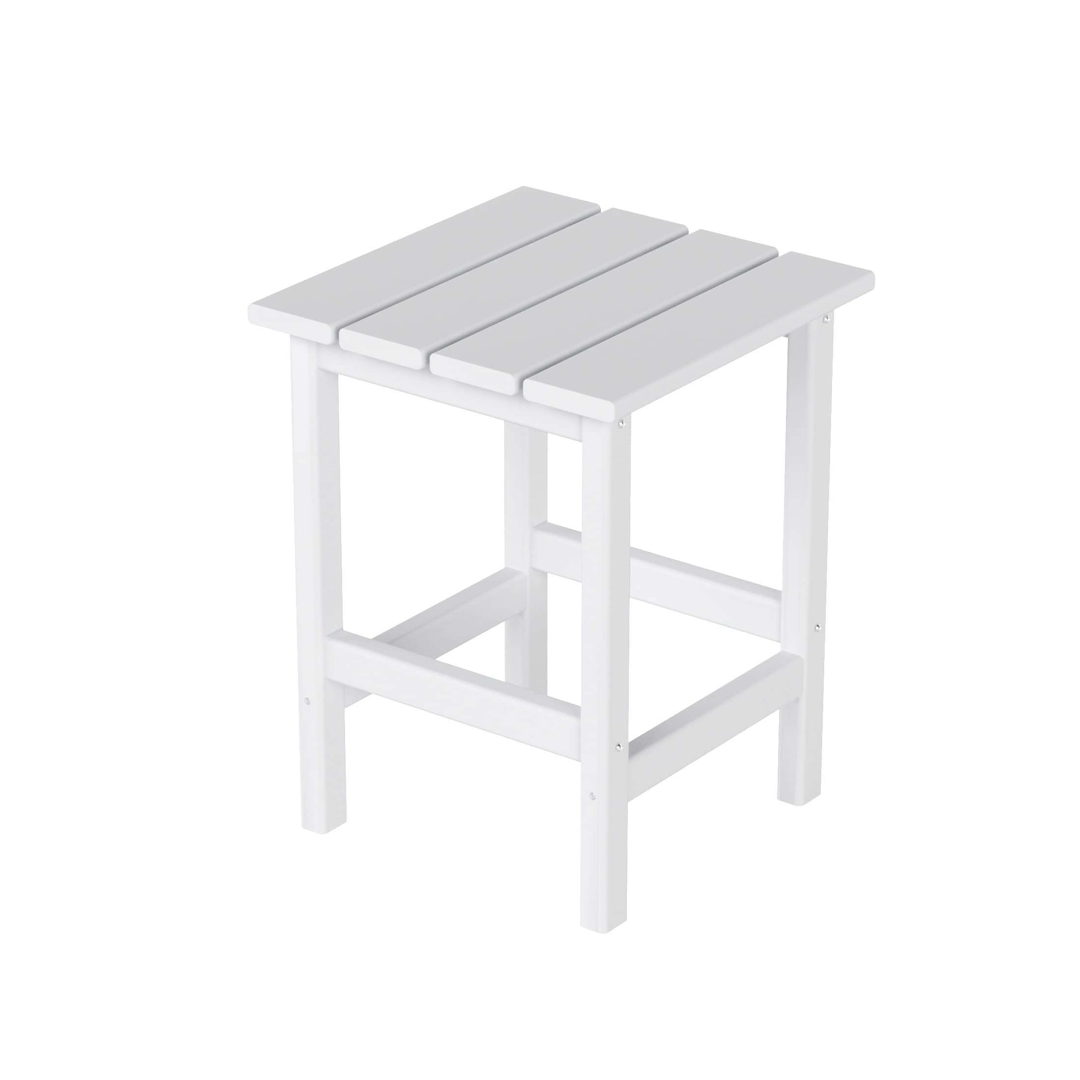 Costaelm Square Outdoor Side Tables, Adirondack Patio Tables For Outside, Hdpe Patio End Table Weather Resistant, Balcony Table For Pool, Seaside, Backyard, Porch, Indoor Companion, White