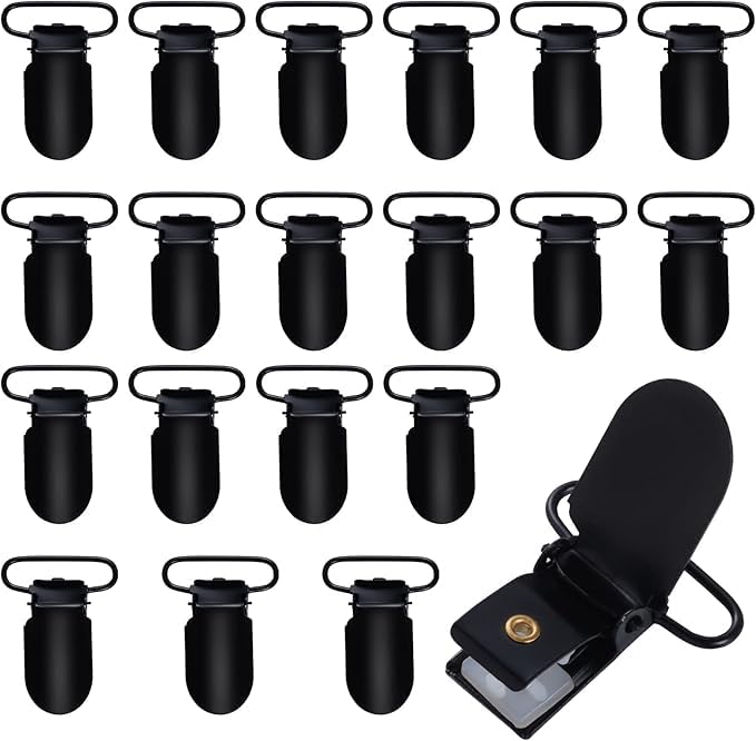 Marrywindix 20pcs 1' Black Suspender Clips Metal Holder Clips Sheet Fasteners Clips Suspenders Holder for Mattress Pad Cover So