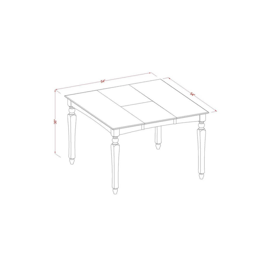 East West Furniture CHT-BLK-T Chelsea Gathering 54" Square Counter Height Dining Table with 18" Butterfly Leaf in Black Finish