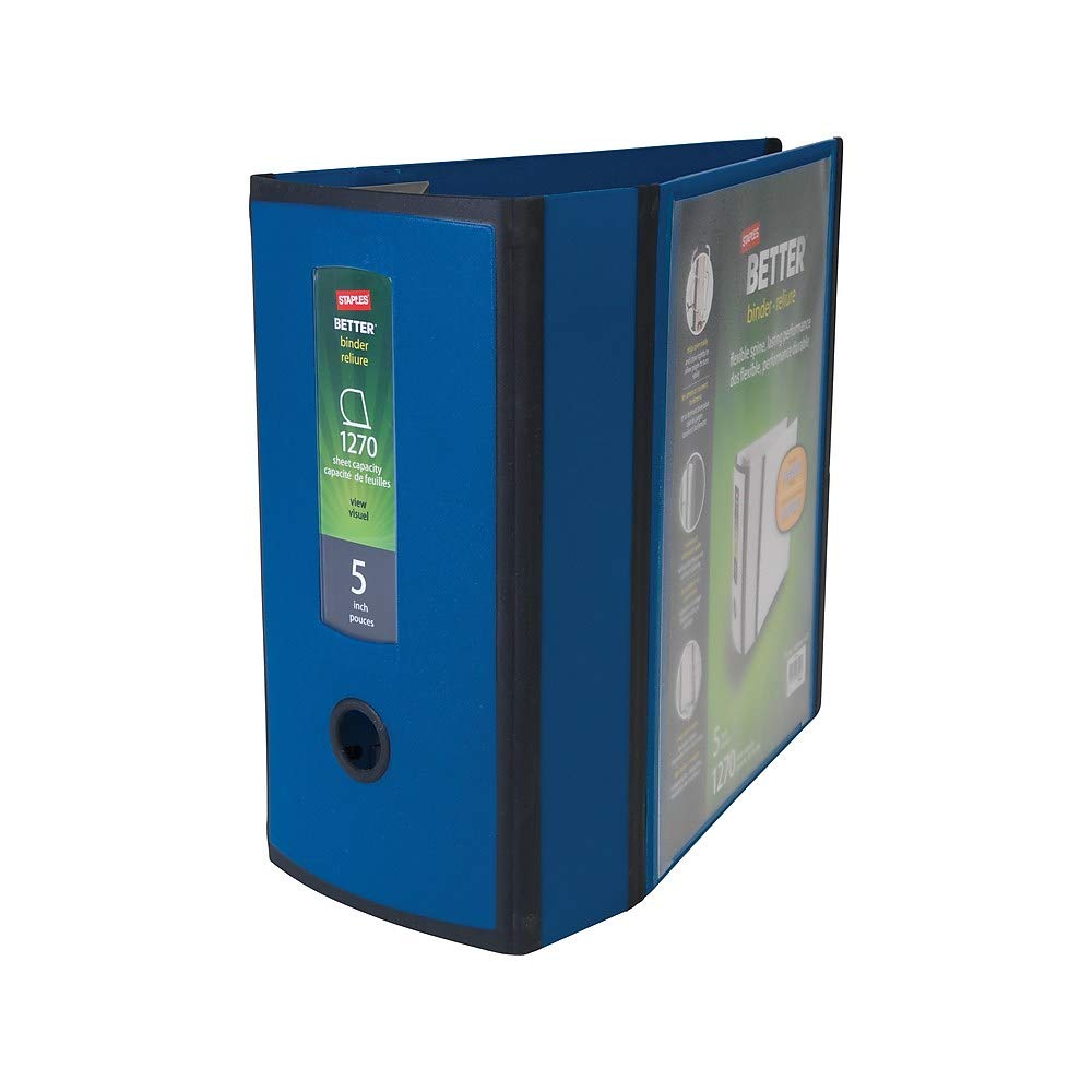 Staples Better Binder Heavy-Duty View, Blue, 1000-Sheet Capacity, 5' (Ring Diameter)