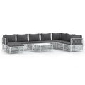 vidaXL 9 Piece White Patio Lounge Set - Stylish Outdoor Sofa Set with Cushions, Powder-Coated Steel Frame, Modular Design, Easy 