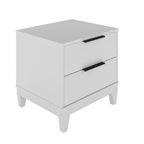 Boyd Sleep Bedroom Nightstand Bedside Table: Mackay Two Drawer Storage With Leg Base, White