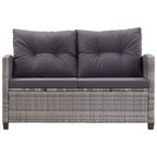 vidaXL 2-Seater Patio Sofa with Cushions Garden Outdoor Balcony Backyard Furniture Lounge Sofa Chair Couch Seating Gray Poly Rattan