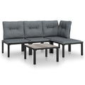 vidaXL Patio Lounge Set - 5 Pieces, Black and Gray, Poly Rattan, with Powder-Coated Steel Frame, Modular Design, Including Right