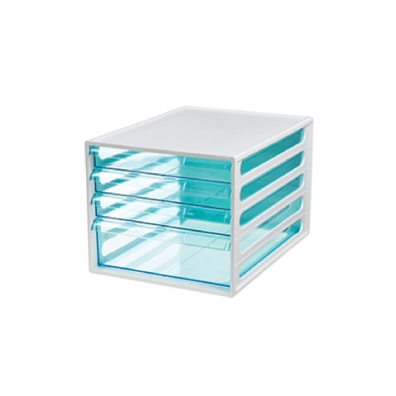 Sysmax El Easy & Light Half Transparent Vertical File Cabinet 5 Drawer Index Function Flat Drawer (Ivory)