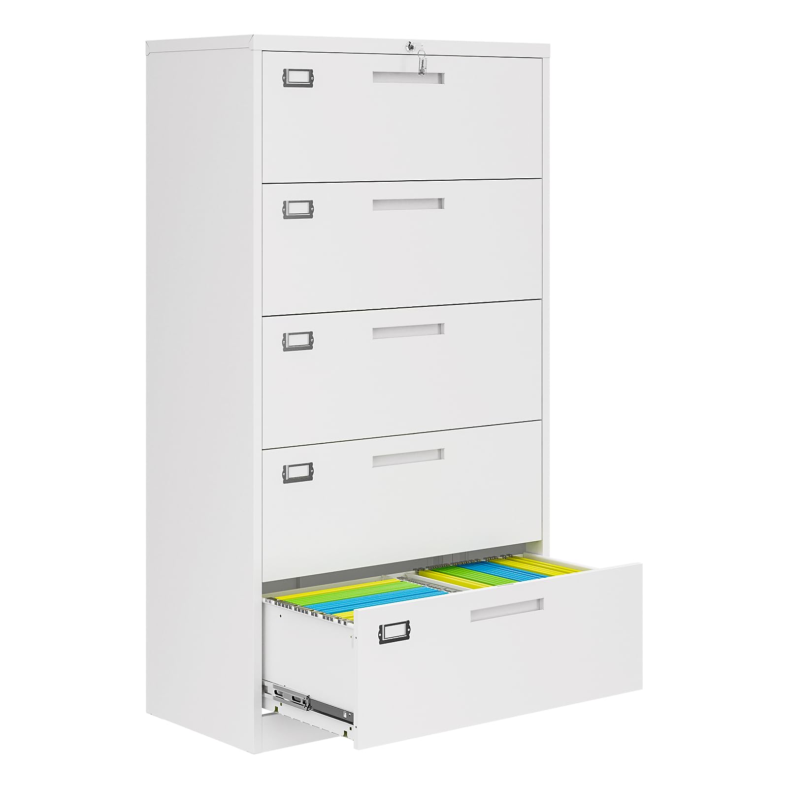 AFAIF 5 Drawer File Cabinets for Home Office, Metal Filing Cabinet with Lock, White Locking File Caninet Five Drawer, Office Sto