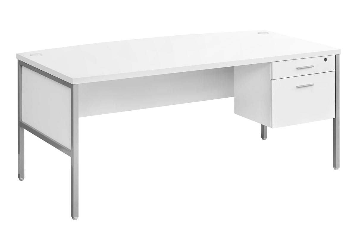 Monarch Specialties 7725, Home Office, Work, Laptop, File Storage Drawer Computer Desk 72&quot; L White Silver Commercial Grade, 70.75&quot; L x 35.5&quot; W x 30&quot; H