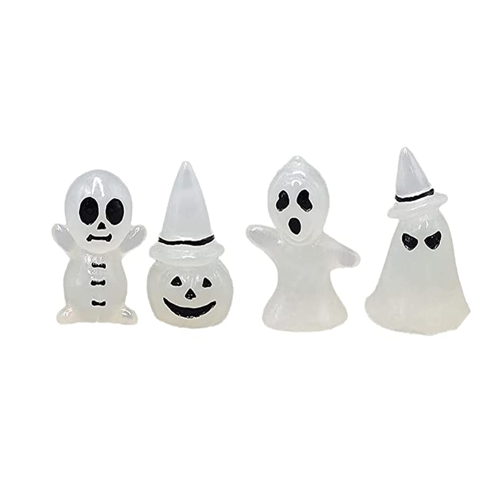 Binaryabc Halloween Glow In The Dark Pumpkin Ghost Miniature Figurines,Luminous Garden Ghost Decor, Fairy Garden Doll House Acce