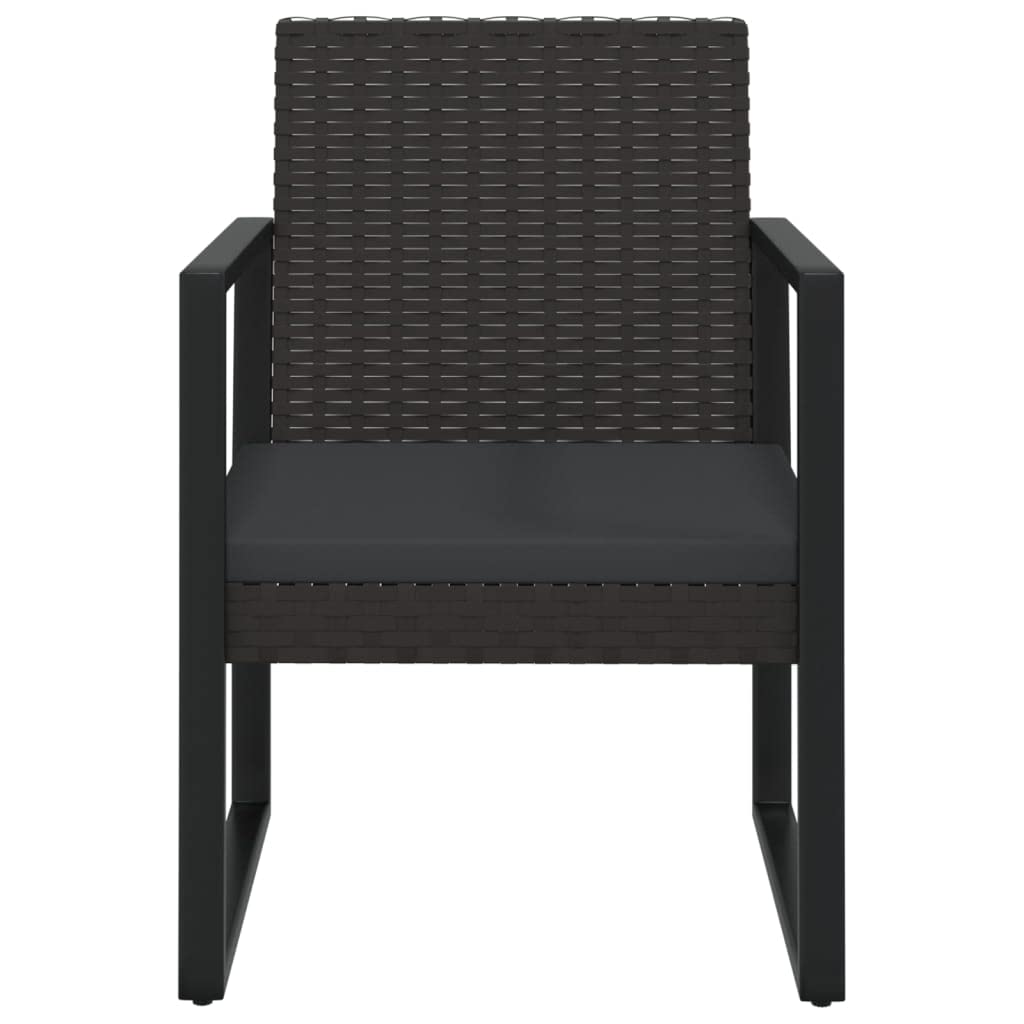 vidaXL Modern Patio Armchair with Included Cushion, Constructed from Weather-Resistant Black Poly Rattan and Stable Powder-Coated Steel Frame - 20.3" x 22.4" x 29.3"