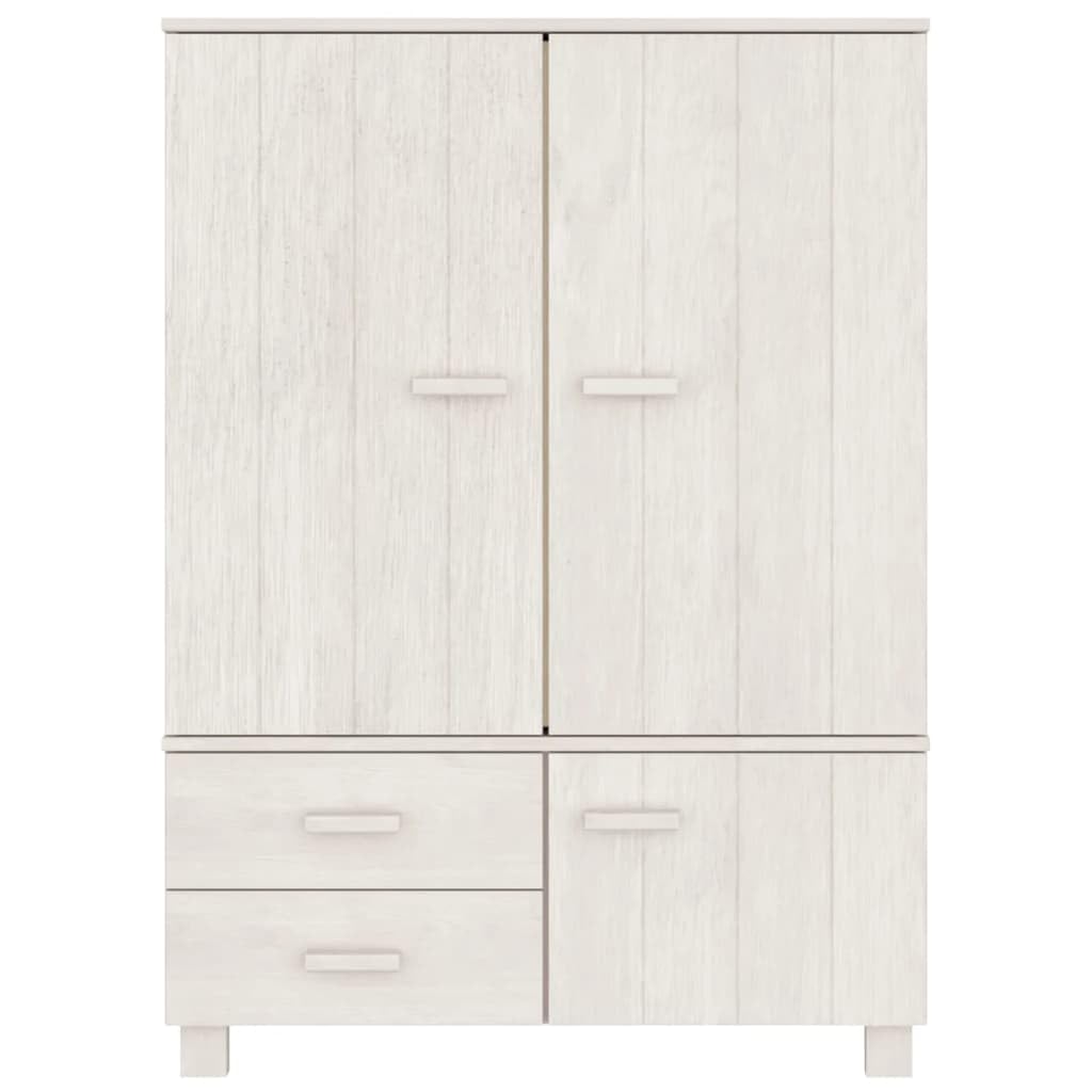 vidaXL Solid Pinewood Wardrobe with Drawers and Compartments in White Color, Lightweight Furniture, Complies with California Prop 65 Safety Standards.
