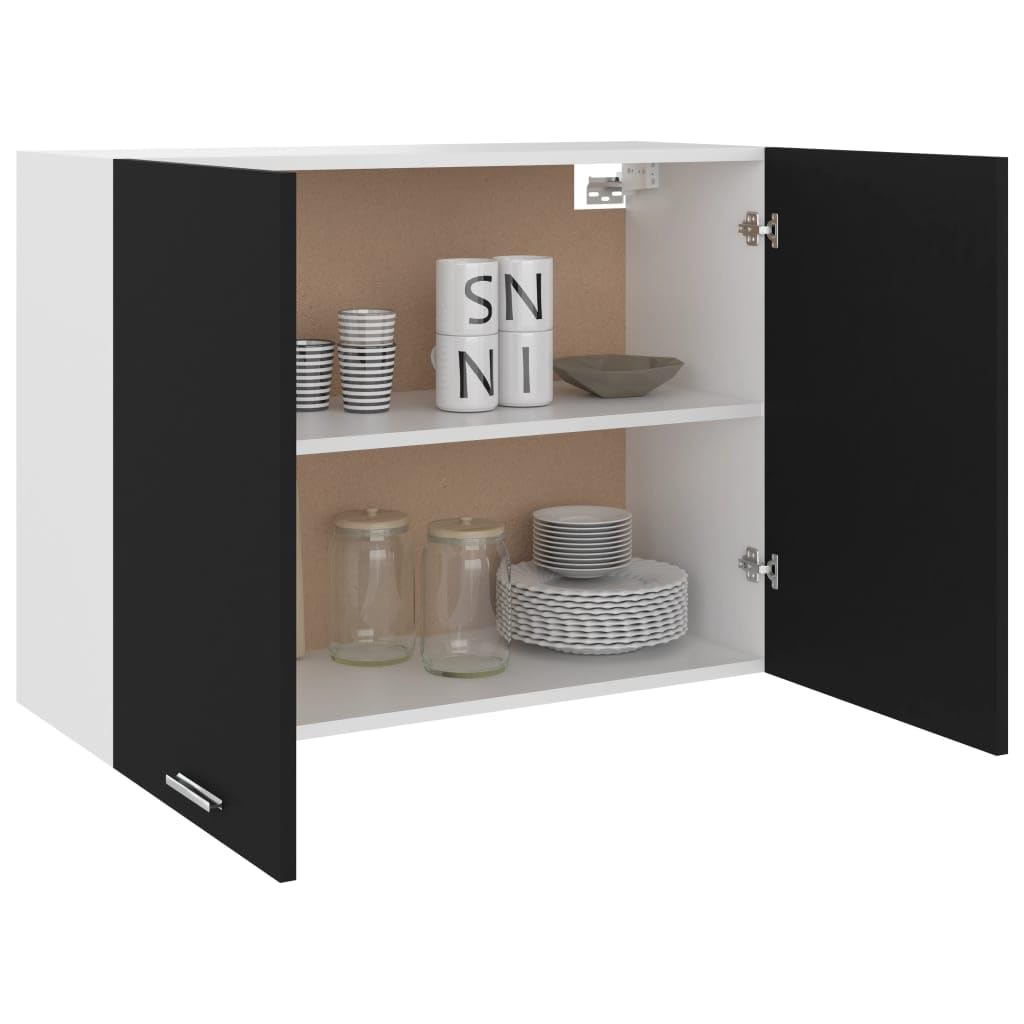 vidaXL Hanging Cabinet Black 31.5&quot;x12.2&quot;x23.6&quot; Chipboard