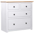 vidaXL Pinewood Sideboard Panama Range with 4 Drawers - White, 31.5"x15.7"x32.7" - Scandinavian Style Wooden Cabinet