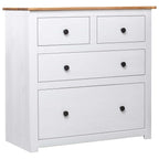 vidaXL Pinewood Sideboard Panama Range with 4 Drawers - White, 31.5"x15.7"x32.7" - Scandinavian Style Wooden Cabinet