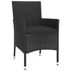 vidaXL 3-Piece Patio Bistro Set - Black Poly Rattan with Cushions, Powder-Coated Steel Frame, Suitable for Outdoor, Garden, Deck