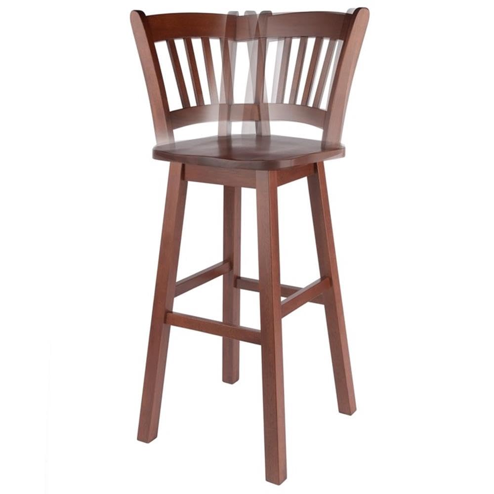 Winsome Fina Swivel Seat Bar Stool, 30In Height, Solid Wood, Walnut Finish