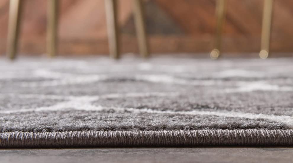 Unique Loom Trellis Frieze Collection Area Rug - Rounded (2' X 10' Runner, Dark Gray/ Ivory)