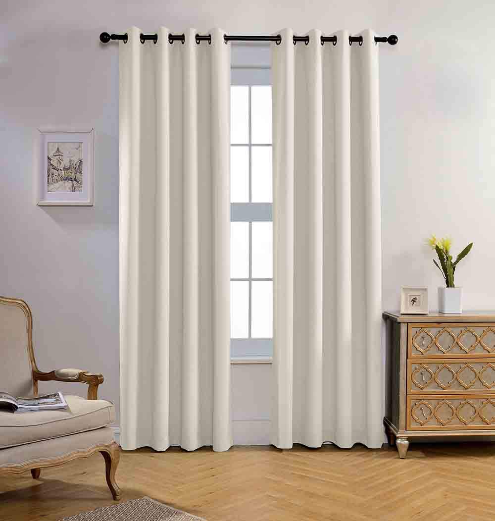 Miuco Blackout Curtains Room Darkening Curtains Textured Grommet Panels For Living Room 2 Panels 52X84 Inch Long Beige
