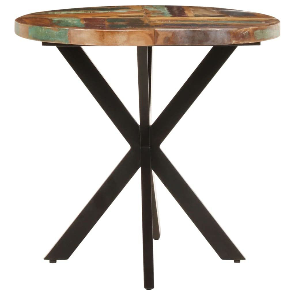 vidaXL Rectangular Dining Table in Solid Reclaimed Wood with Powder-Coated Steel Support - Handcrafted Design - Distinctive Wood Grains - Indoor Use