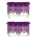 Solid Faux Silk Swag Waterfall Cascade Ascot Window Curtain Valance W/Tassels Trim 55' X18' Wave (2, Purple)