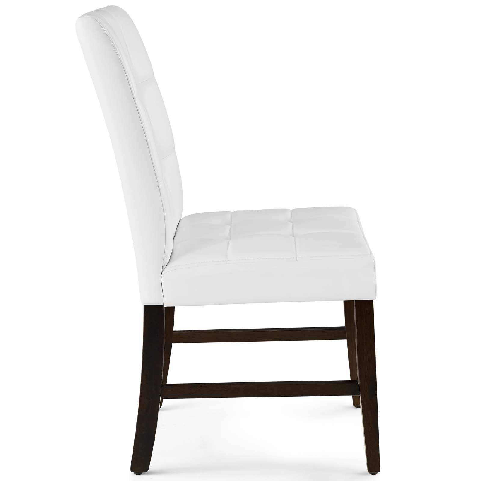 Modway Promulgate Biscuit Tufted Upholstered Faux Leather Dining Side Chair, Set Of 2, White