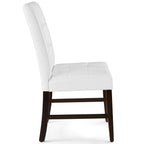 Modway Promulgate Biscuit Tufted Upholstered Faux Leather Dining Side Chair, Set Of 2, White