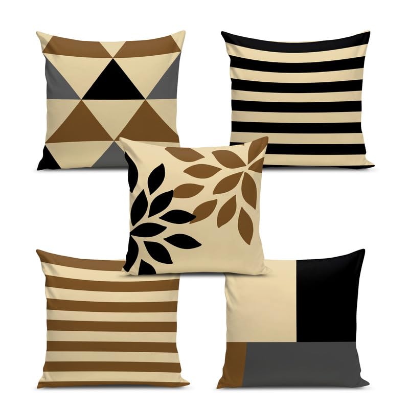 Dreamvio Soft Fabric Designer Decorative Printed Cushion Cover Decorations For Sofa Living Room Set Of 5 12 X 12 Inch Multi (Mul