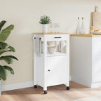 vidaXL Solid Pine Wood Kitchen Trolley - White & Honey Wax Finish, Rolling Storage Cart with Drawer, Shelves and Wheels for Kitchen/Living Room/Bathroom