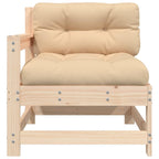 vidaXL Patio Chair with Cushions - Solid Wood Pine, Comfy Armrest/Backrest, Rustic Look, Sturdy & Stable, Modular Design, Enhances Outdoor Decor