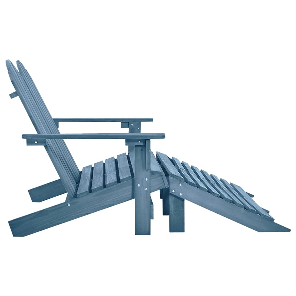 vidaXL Solid Fir Wood Adirondack Chair&Ottoman for Indoor/Outdoor- Blue, Ergonomically Designed for Comfort, Detachable Ottomans Included