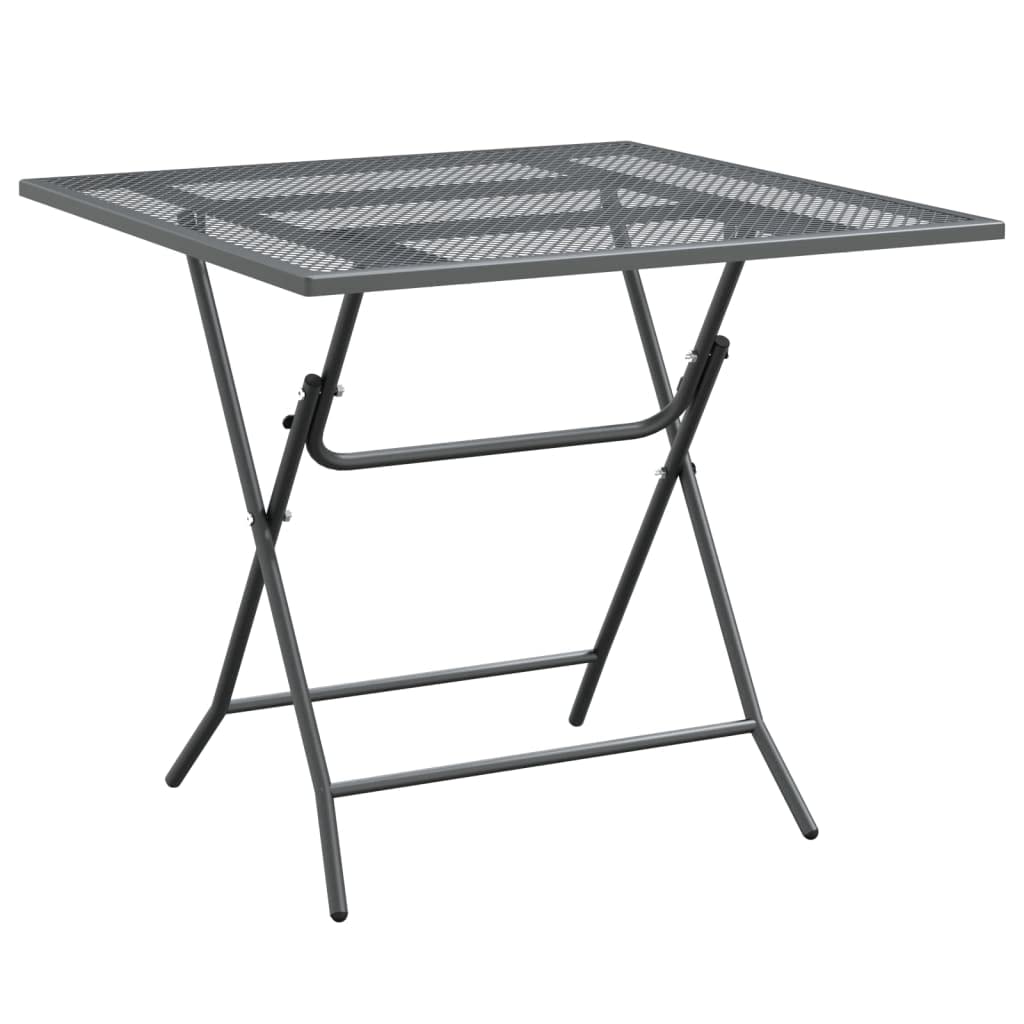 vidaXL Patio Dining Set - 3 Piece Outdoor Furniture Set with Expanded Metal Mesh - Anthracite Color - Weather & Corrosion Resistant - Foldable Design