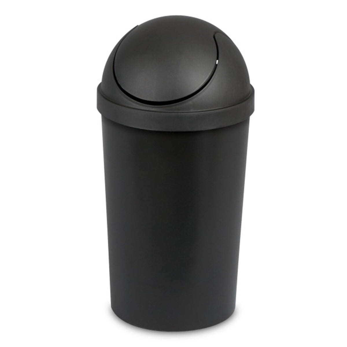 Sterilite Swing Top Wastebasket, Trash Can, 3 Gallon, Black, 6Pack