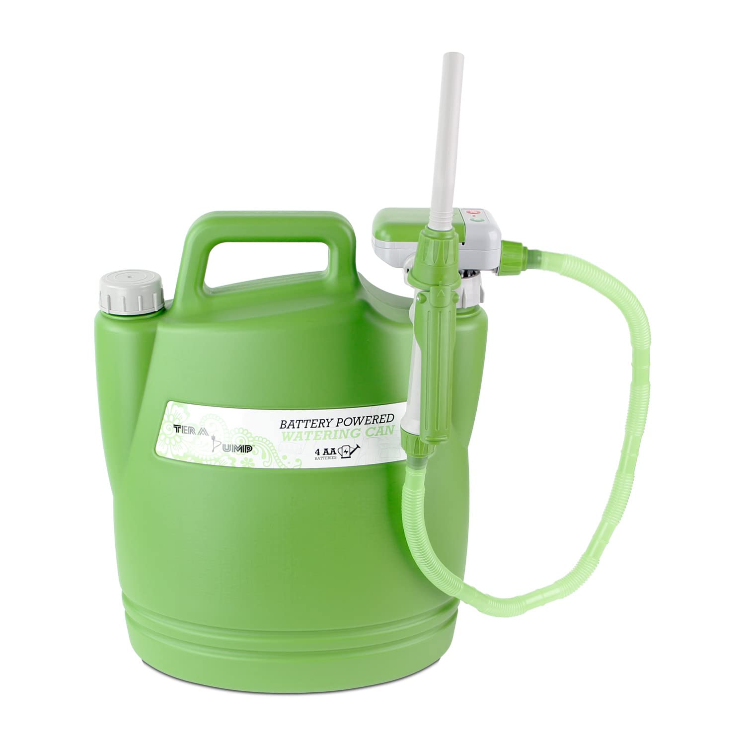 Tera Pump 2Nd Gen. Trwc - Aa Battery Powered Watering Can With Detacheable 2.5 Feet Long Hose, Green, 3.8 Gallon Can (Included)