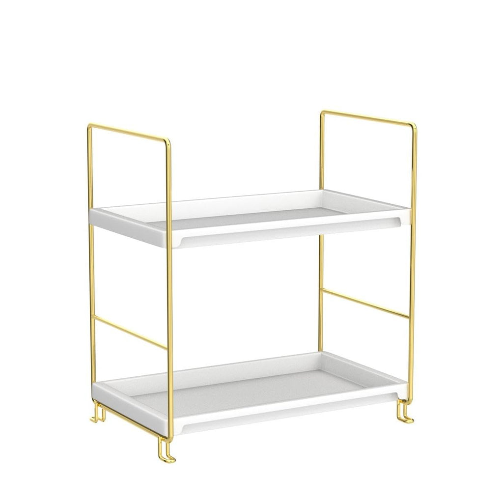 Fsyueyun 2-Tier Bathroom Countertop Organizer, Tool-Less Installation Premium Plastics Makeup Perfume Organizer Skincare Shelf F