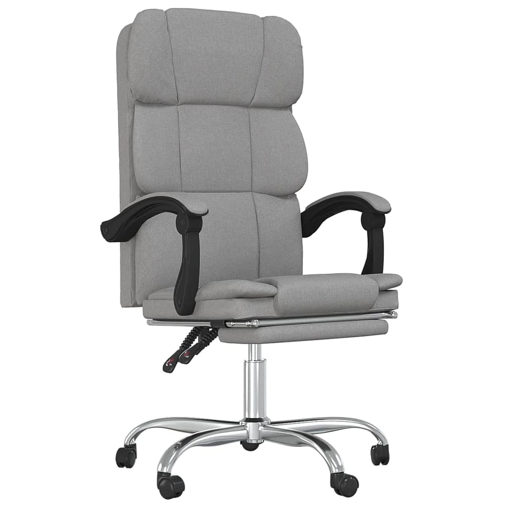 vidaXL Adjustable Light Gray Fabric Office Chair - Exhibition of Minimal Style with Sturdy Frame, Breathable, Reclining and Swivel Design, and Comfortable Foam Filling.