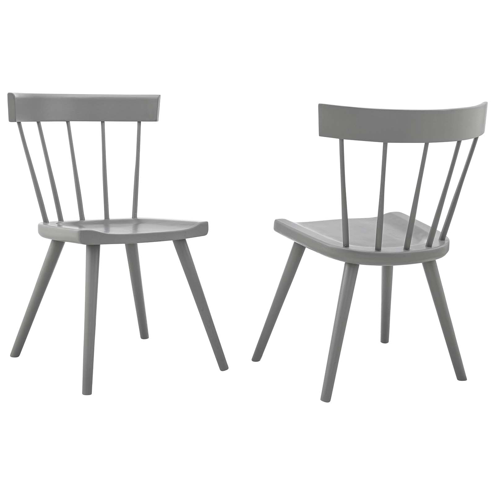 Modway Sutter Modern Farmhouse Wood Dining Chair In Light Gray - Set Of 2