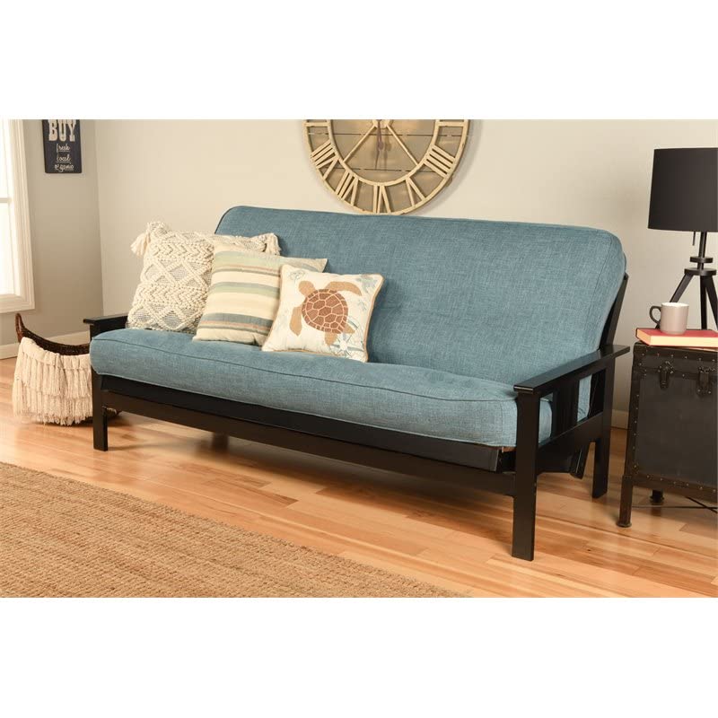Kodiak Furniture Monterey Black Sofa with Aqua Blue Fabric Mattress