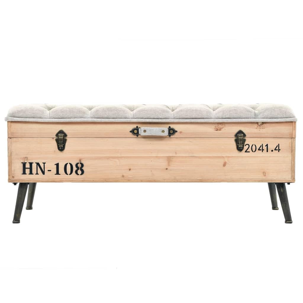 vidaXL Storage Bench - Travelling Trunk Design, 43.3&quot; Solid Wood Fir, Retro Look, Multicolor, Integrated Storage Solution, Durable and Long-Lasting.