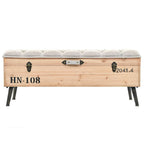 vidaXL Storage Bench - Travelling Trunk Design, 43.3" Solid Wood Fir, Retro Look, Multicolor, Integrated Storage Solution, Durable and Long-Lasting.