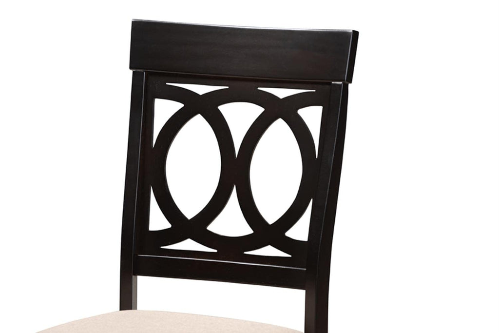 Baxton Studio Lucie Modern and Contemporary Sand Fabric Upholstered Espresso Brown Finished 5-Piece Wood Dining Set