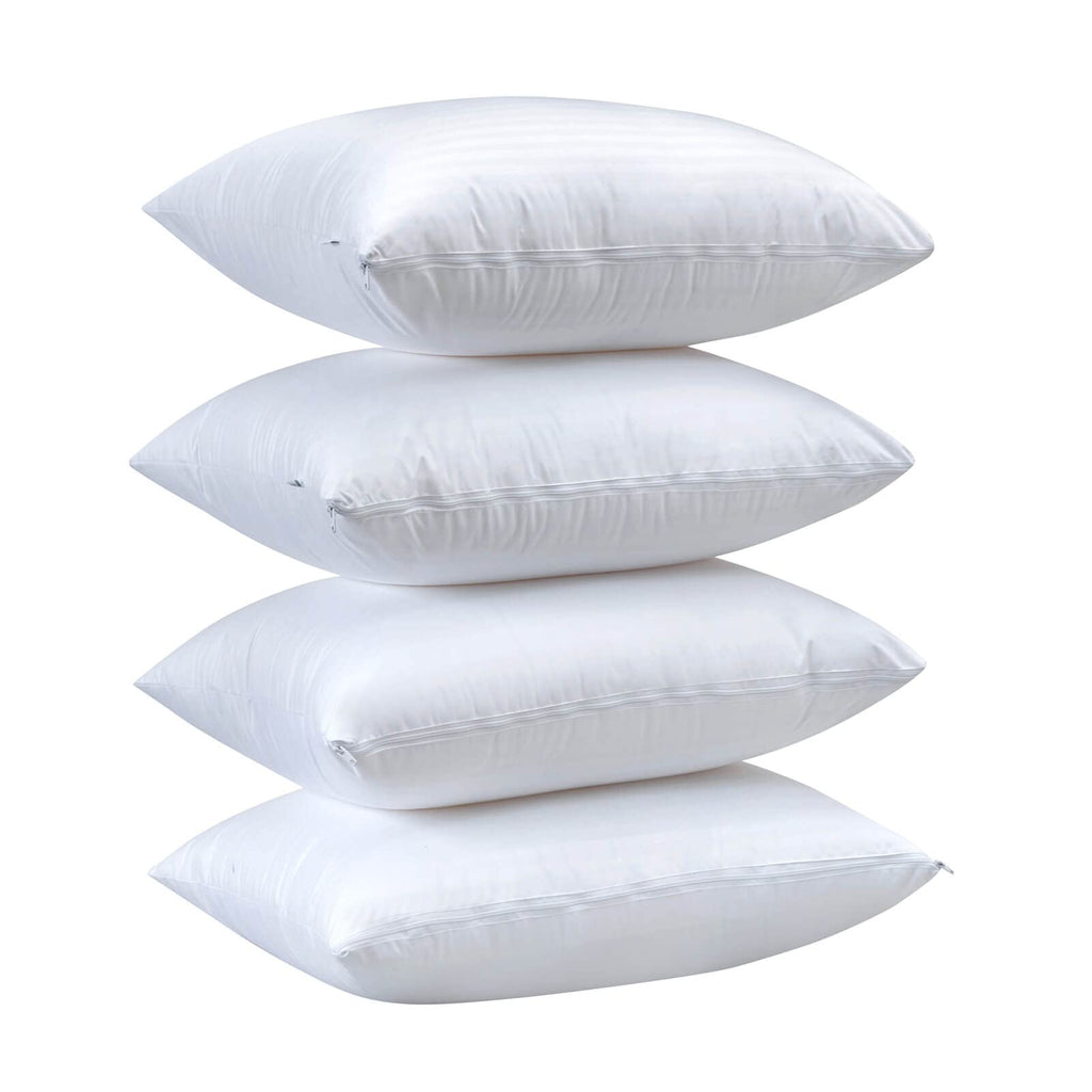 Kingnex 4 Pack Waterproof Feather Proof Pillow Protectors With Zipper On Long Side King Size Set Of 4 Down Proof Striped Bed Pil