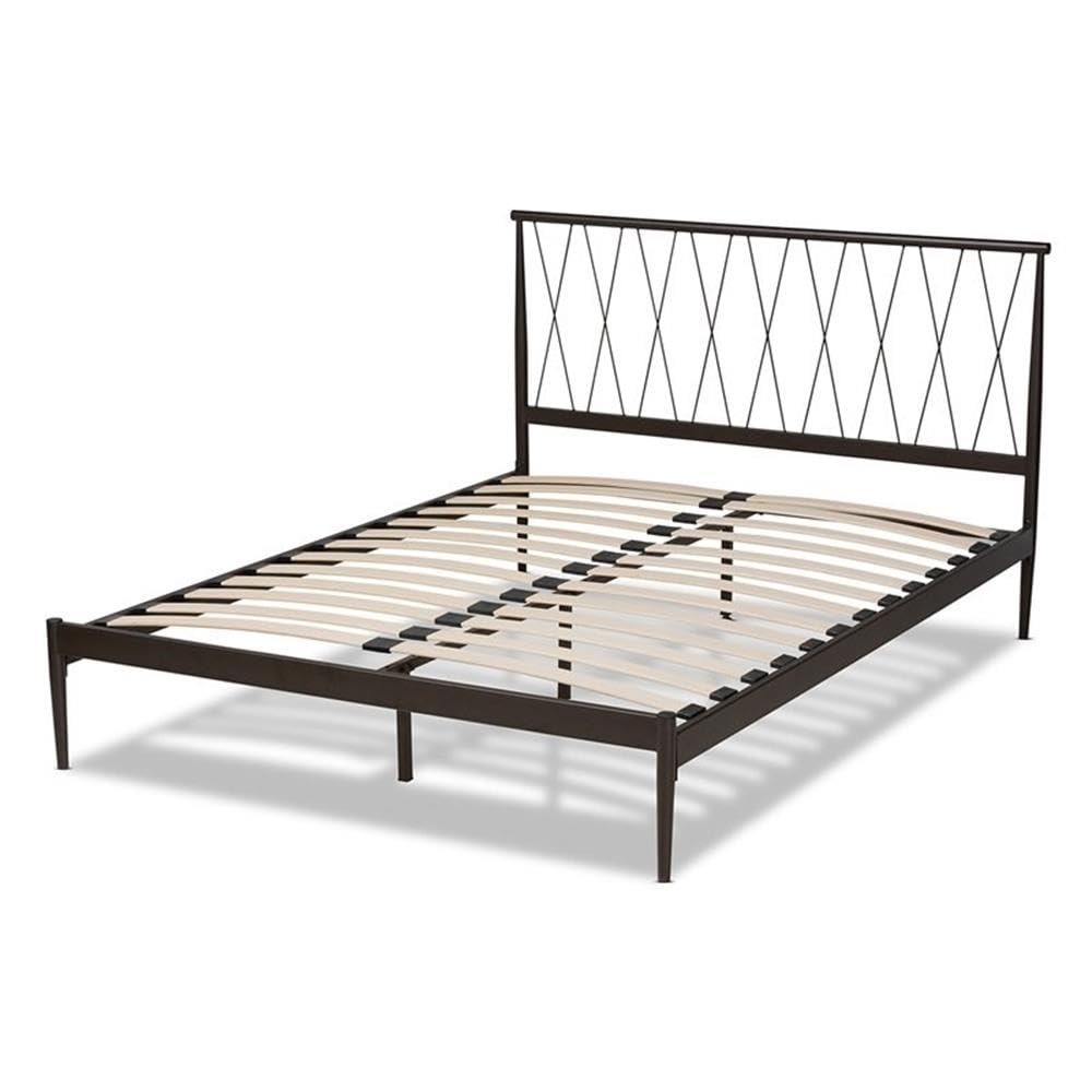 Baxton Studio Nano Modern and Contemporary Black Finished Metal Queen Size Platform Bed