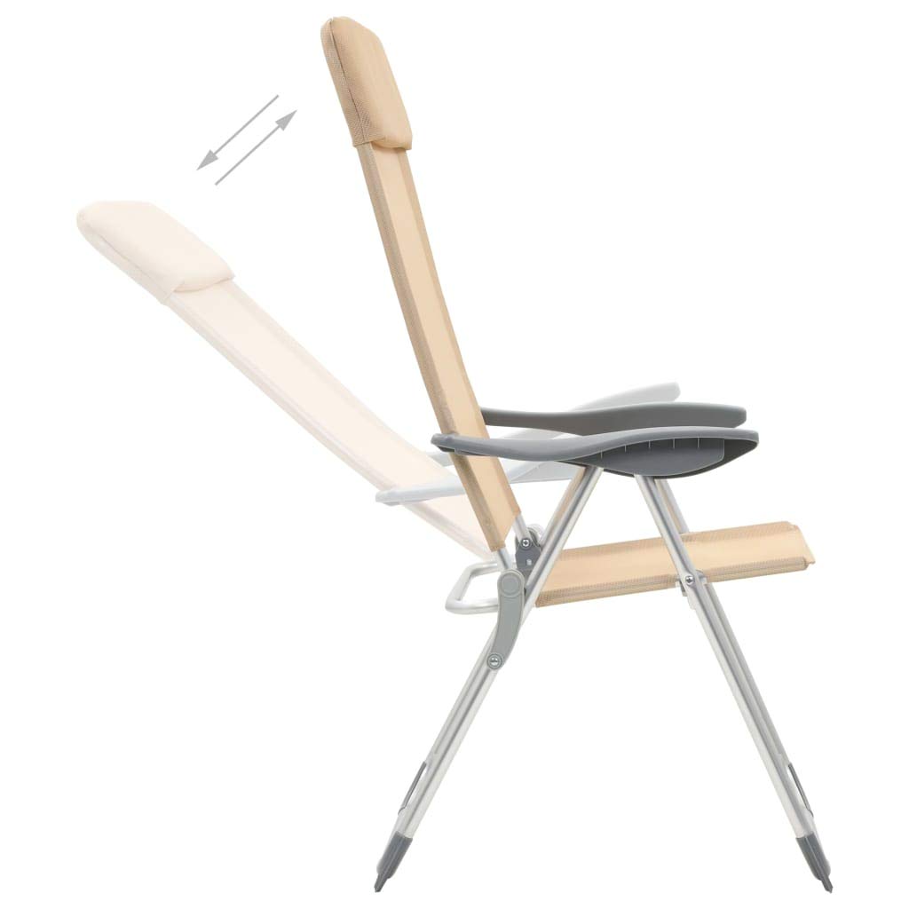 Vidaxl Folding Camping Chairs 2Pcs Aluminum Cream