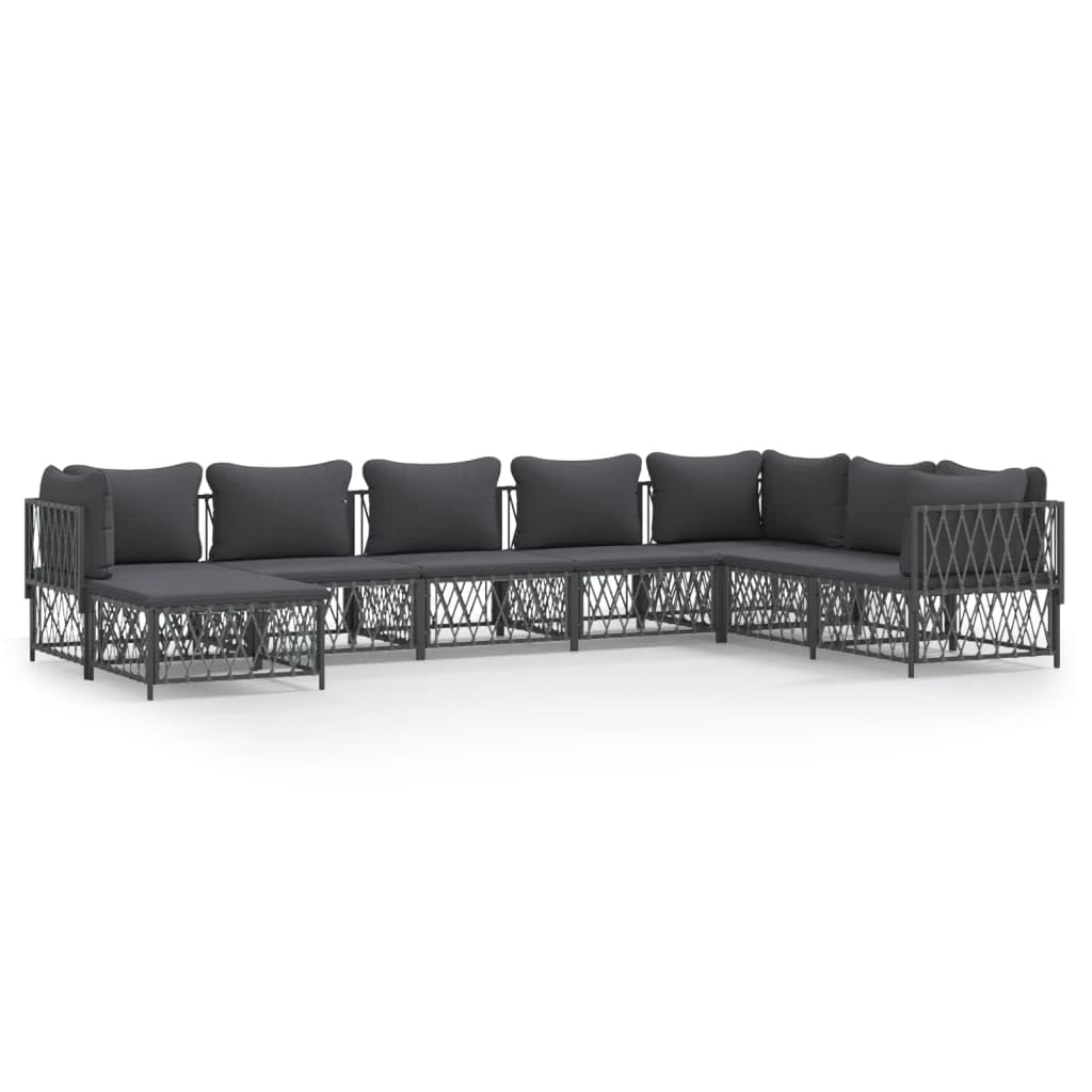 vidaXL Patio Lounge Set, Steel and Woven Fabric, Anthracite, Modular Design, Weather-Resistant, Easy Assembly, 6 Pieces with Cushions Included