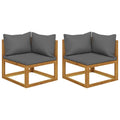 Vidaxl Sectional Corner Sofa Set - Solid Acacia Wood With Dark Gray Cushions, Modular Outdoor Lounge, Weather Resistant, 27.6" X 27.6" X 23.6"